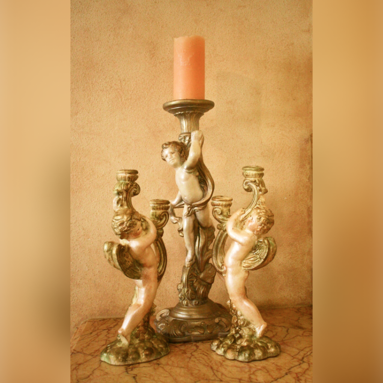 Renaissance Angel Candlesticks Set