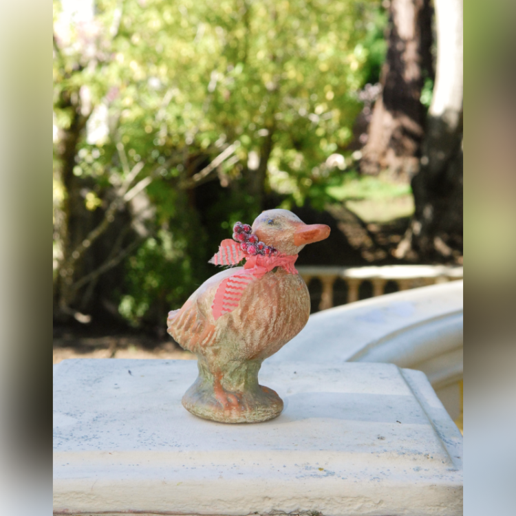 Duck Sculpture with Red Bow